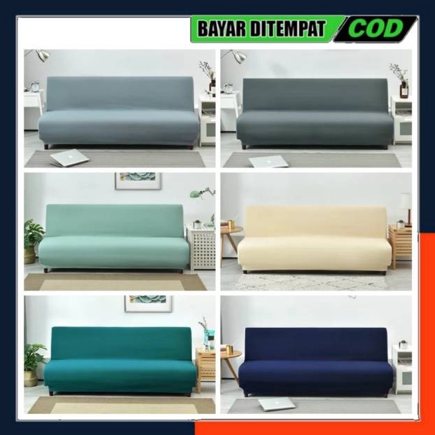 . PLAIN ELASTIC STRECH SOFA BED COVER MOTIF PLAIN COLOR SOFA BED COVER