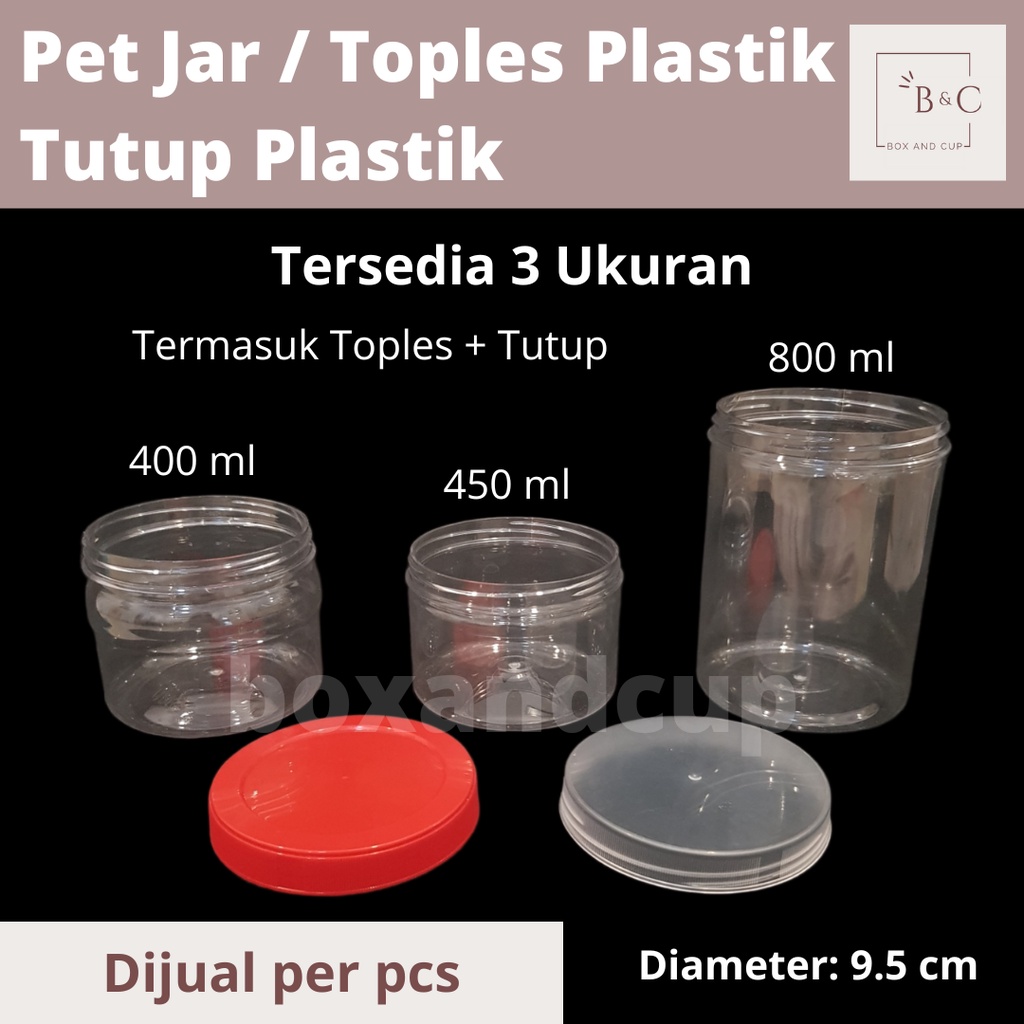 Merah Pet Jar / กระปุกหลอดพลาสติกพร้อมฝาพลาสติกใสสีแดงและใส 400 ml, 450 ml, 800 ml