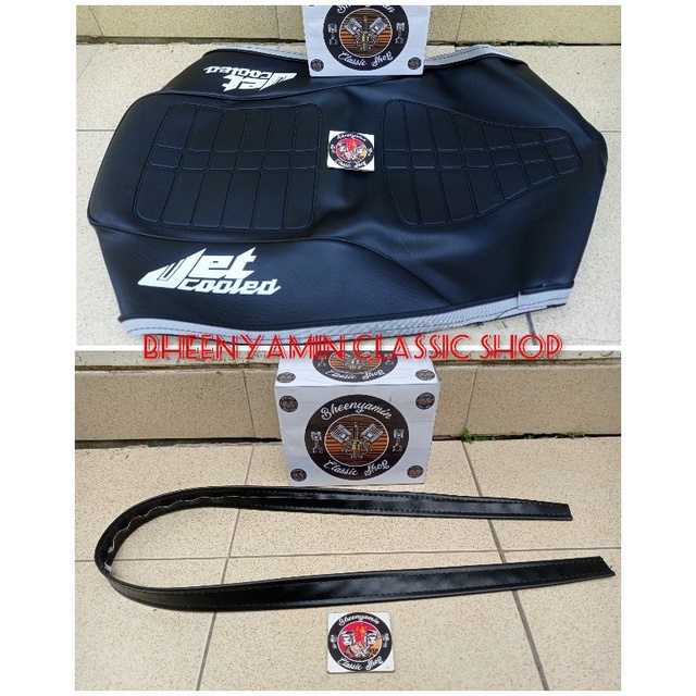 ฝาครอบหนัง Krakap Cofer Wrap และสายเข็มขัด Buckle Seat jhk Jog Saddle Saddle Suzuki RC 80 RC80 RC 100 RC100 DK New Bravo Blackbravo Spirit Jet Cooled