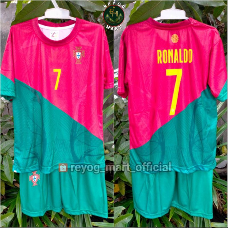 PORTUGAL HOME RONALDO 7 WORLD CUP 2022 เสื้อแข่งเด็กพิมพ์