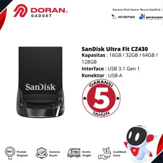 Star Seller แฟลชไดรฟ์ 16GB 32GB 64GB 128GB | Sandisk Ultra Fit CZ430 16 32 64 128gb รับประกัน 5 ปี