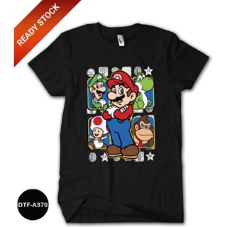 เสื้อยืด ผ้าฝ้าย พิมพ์ลาย Mario Bros 24s DTF-A370 สําหรับเด็ก