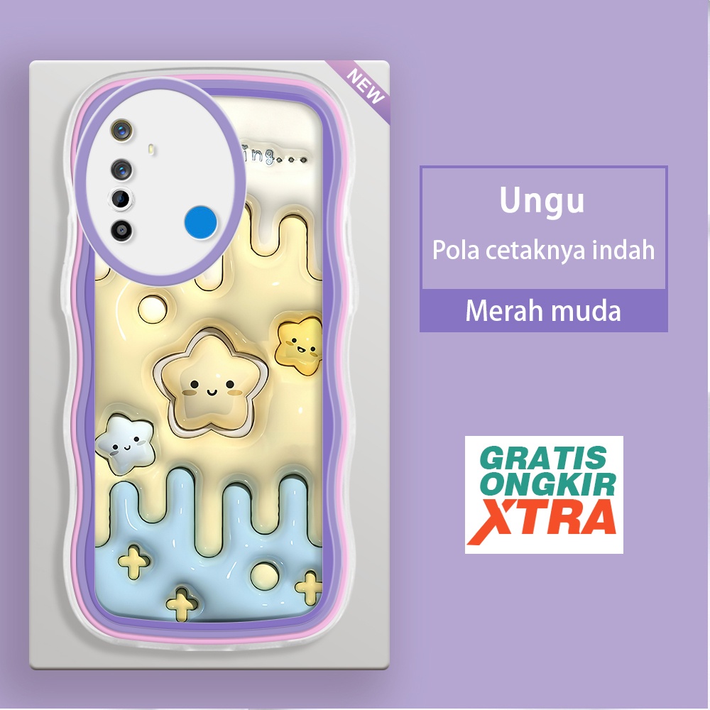 Realme 5 6 7i 6i 5s 5i 5pro 3 2 pro realmi Case 3D Cute Star Cheese Kesing hp cassing jelly accessor