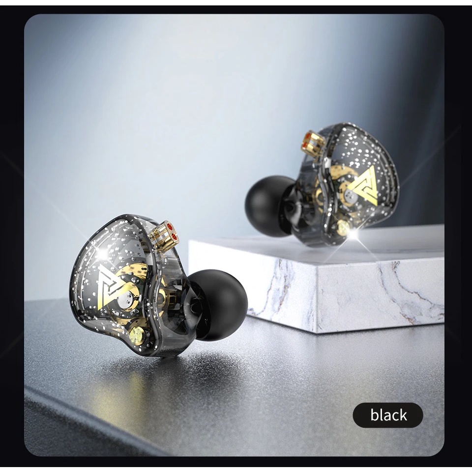 R3S Qkz Hifi หูฟังเบสอินเอียร์พร้อมไมโครโฟน - Ak6-pro - สีดํา R3WS