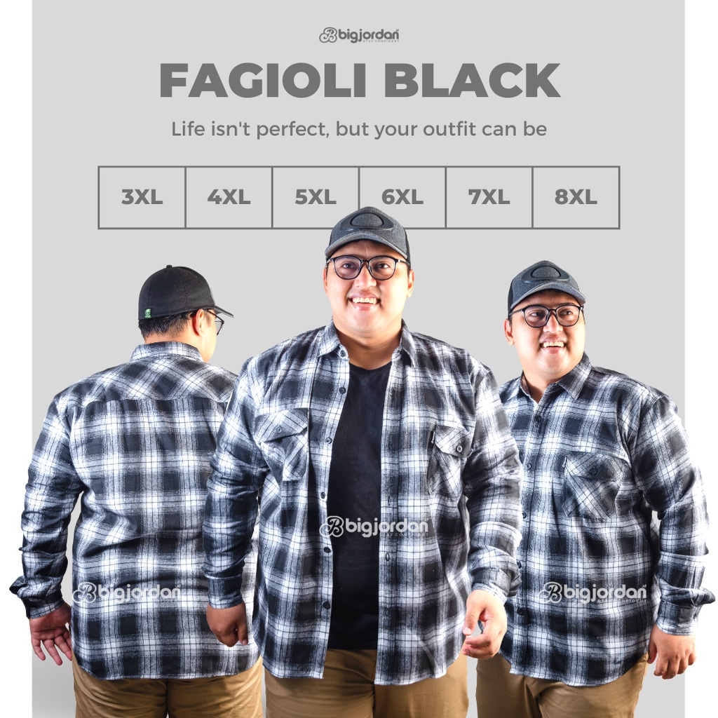 KEMEJA Bigjordan.id FAGIOLI Flannel เสื้อขนาดใหญ่ XXXXXXL XXXXXXL XXXXXL XXXL จัมโบ้ Flannel เสื้อ 3