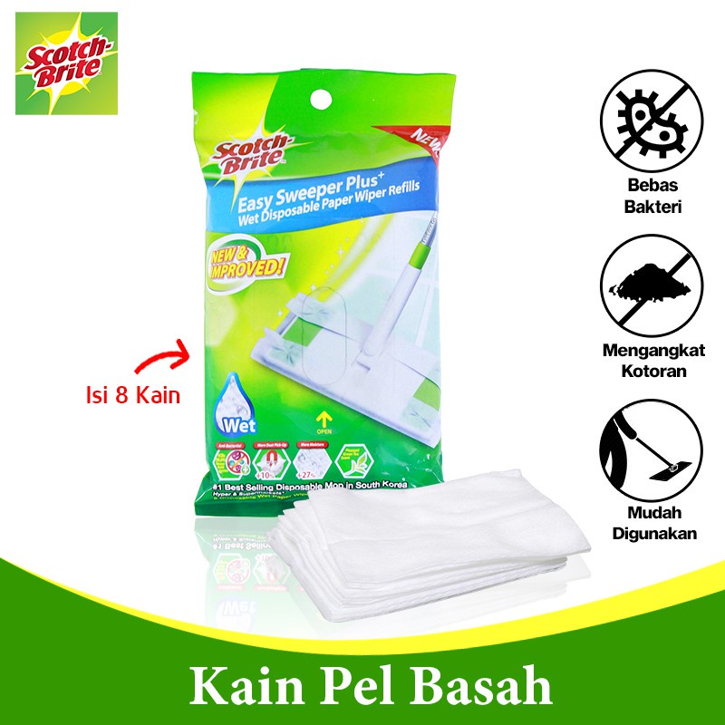 3M Scotch-Brite Wet Mop รีฟิล 8 ชิ้น Easy Sweeper Plus รีฟิล 3M-Q600Rw-E