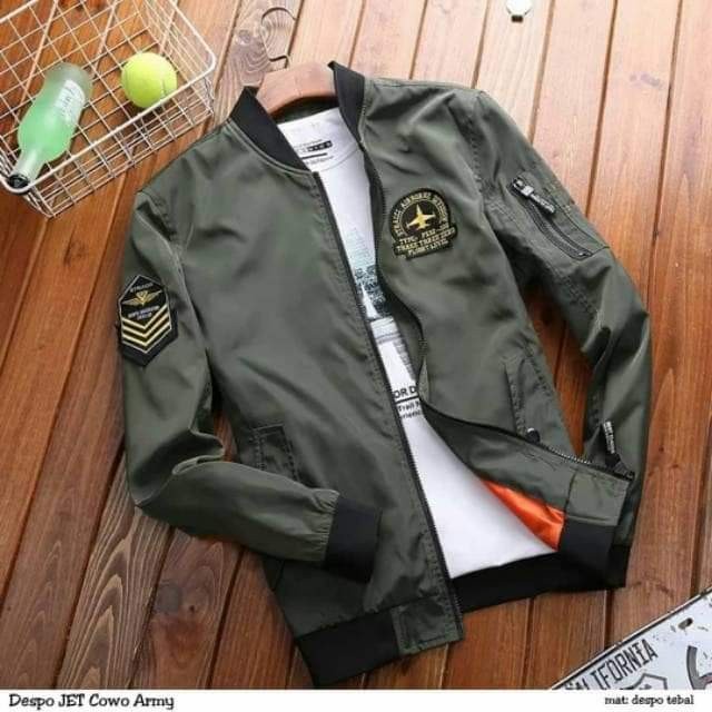ขายดีที่สุด ZET BOMBER JACKET//MENS JACKET//CASUAL JACKET/BOMBER JACKET/// - Army, XL