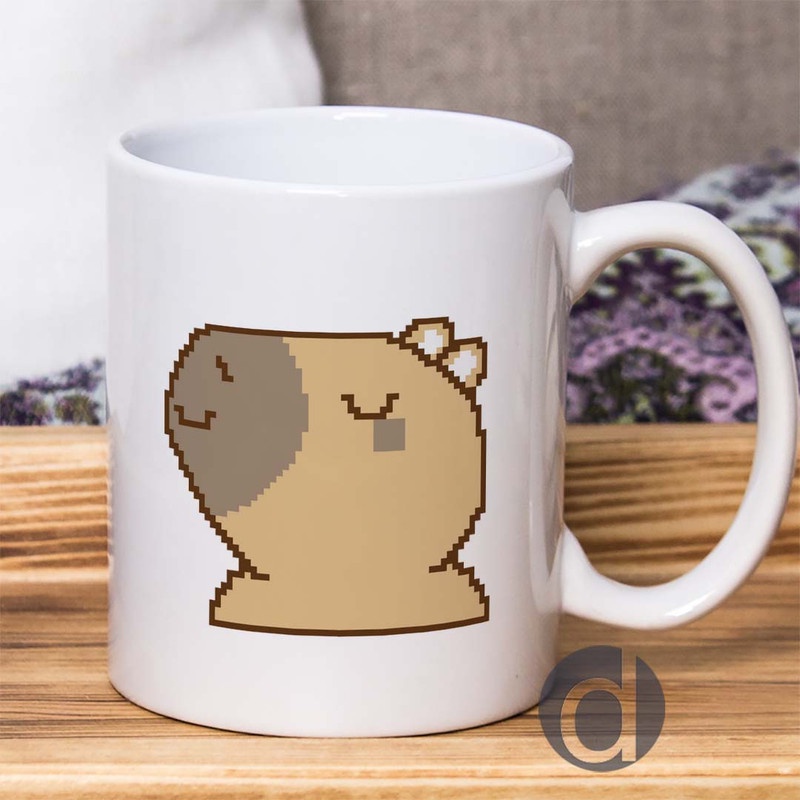 แก้วสัตว์น่ารัก Capybara ในสไตล์ Pixel Art