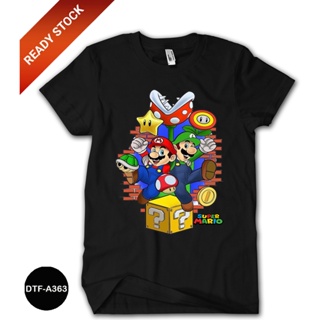 เสื้อยืด ผ้าฝ้าย พิมพ์ลาย Mario Bros 24s DTF-A363 สําหรับเด็ก