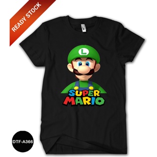 เสื้อยืด ผ้าฝ้าย พิมพ์ลาย Mario Bros 24s DTF-A366 สําหรับเด็ก