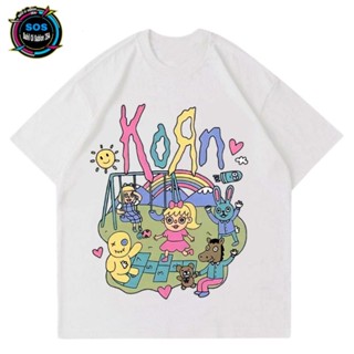 เสื้อยืด พิมพ์ลายการ์ตูนร็อค Korn CARTOON METAL MUSIC ROCK VINTAGE สําหรับเด็ก และผู้ใหญ่ UNISEX