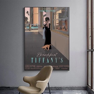 โปสเตอร์ภาพจิตรกรรม บนผ้าใบ พิมพ์ลายภาพยนตร์ Audrey Hepburn ขนาดใหญ่ สไตล์วินเทจ สําหรับตกแต่งผนังบ้าน ห้องนั่งเล่น