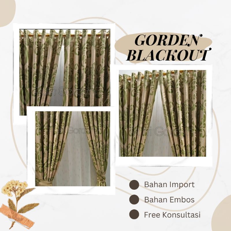 HIJAU Minimalist Blackout Curtains, Blackout Curtains, Abstract Green Cream Fur