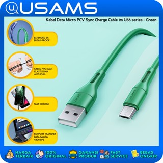 Usams สายชาร์จซิงค์ข้อมูล Micro USB U68 สีเขียว