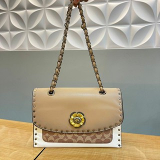 Coach PARKER SIGNATURE STUDD KHAKI tas เท่านั้น