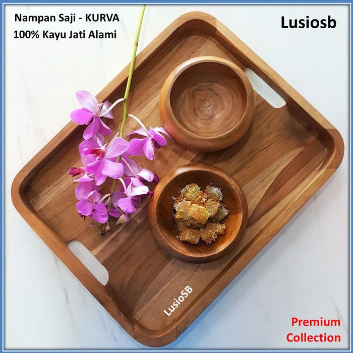 Kayu Lusiosb Curve เสิร ์ ฟ Tray/Teak Wood Tray/Teak Wood Large Tray