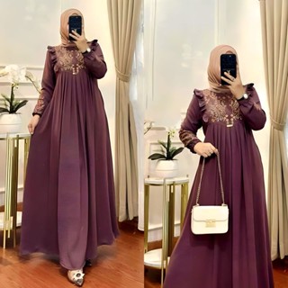 [A.F] Baju GAMIS ชุดเดรส ปักลาย หรูหรา เรียบง่าย สีดํา กรมท่า กองทัพเรือ แม็กซี่เดรส ปาร์ตี้ มุสลิม แฟชั่นล่าสุด สําหรับผู้หญิง มุสลิม