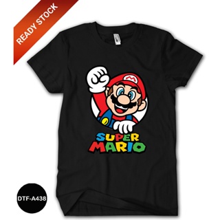 เสื้อยืด ผ้าฝ้าย พิมพ์ลาย Mario Bros 24s DTF-A438 สําหรับเด็ก