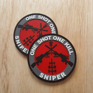 แผ่นปะยางโลโก้ one shot one kill snipr Round - velcro อุปกรณ์เสริม