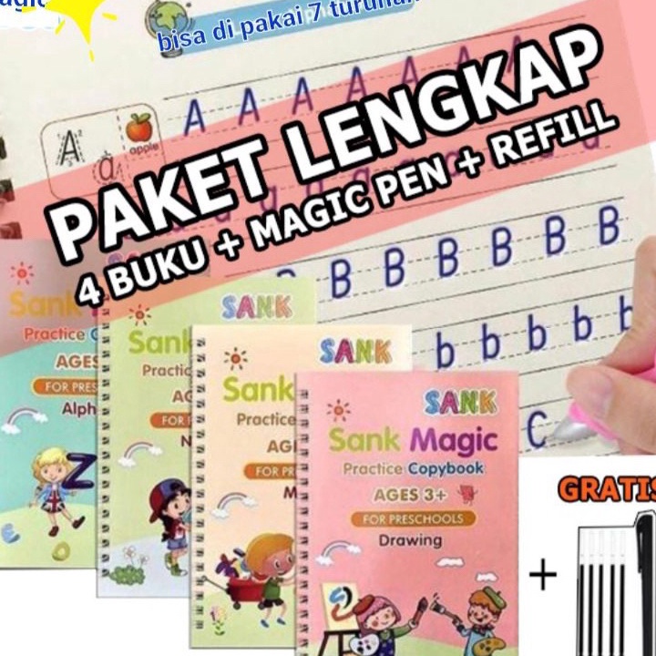 0I8IL Sank Book Magic Sank Magic book 1 ชุด 4 เล่ม + ปากกา G67 จริงๆ