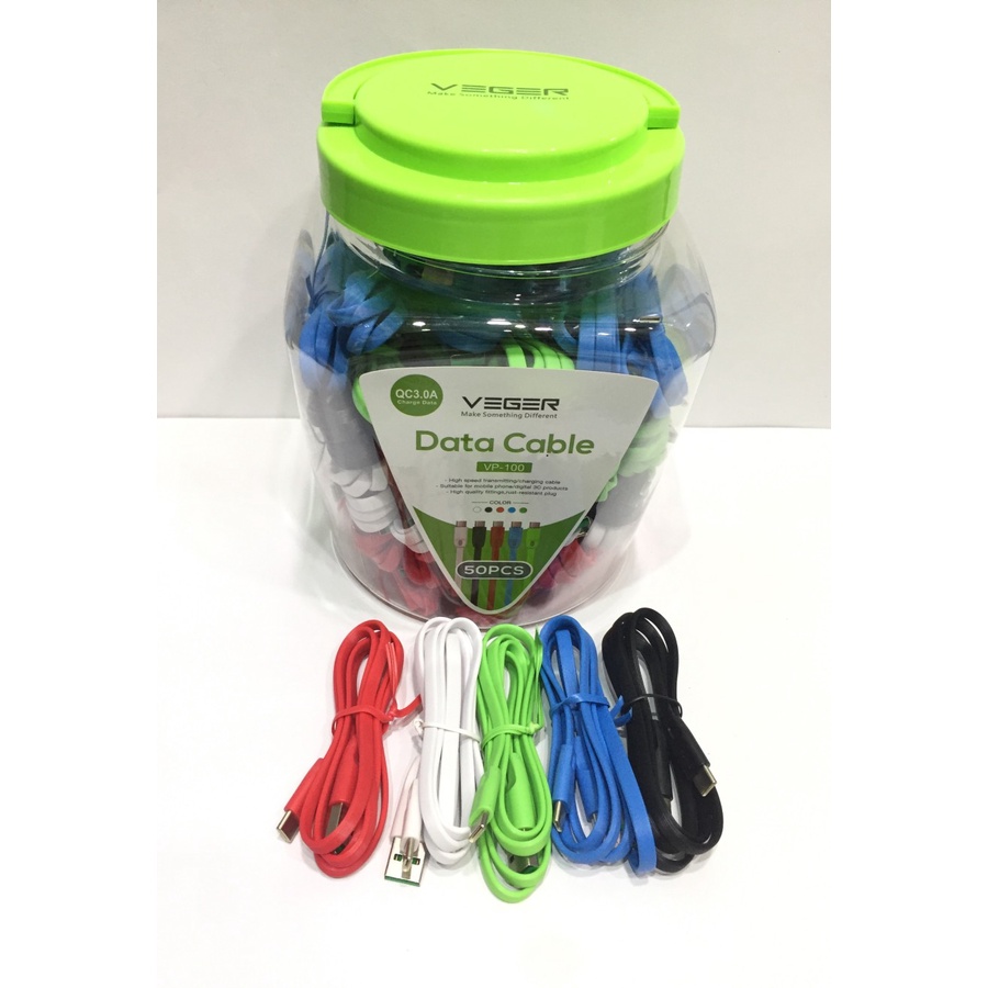 VEGER VP-100 TYPE-C Data Cable (Perpcs/ขายปลีก) 1M Fast Charging Original Veger