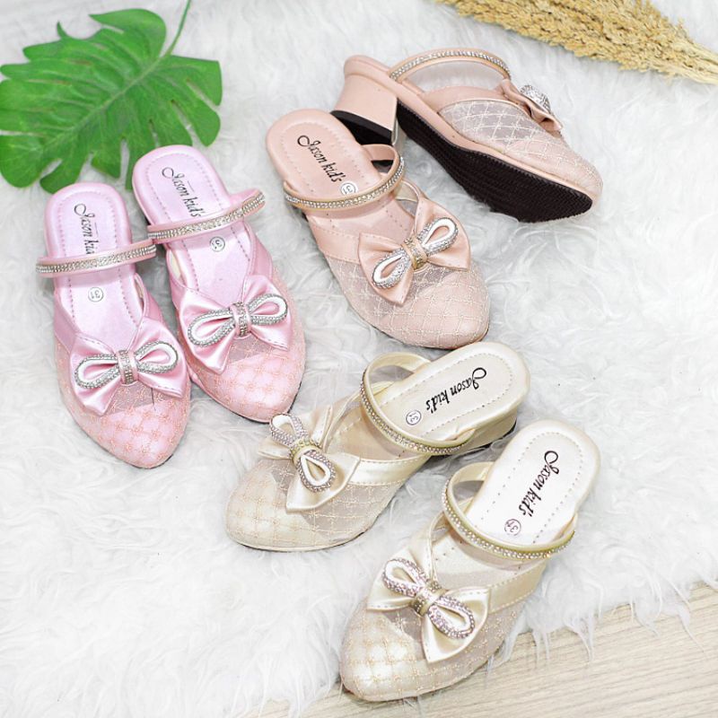 Talita 3CM Tofu Heel รองเท้าแตะปาร์ตี้เด็กผู้หญิง