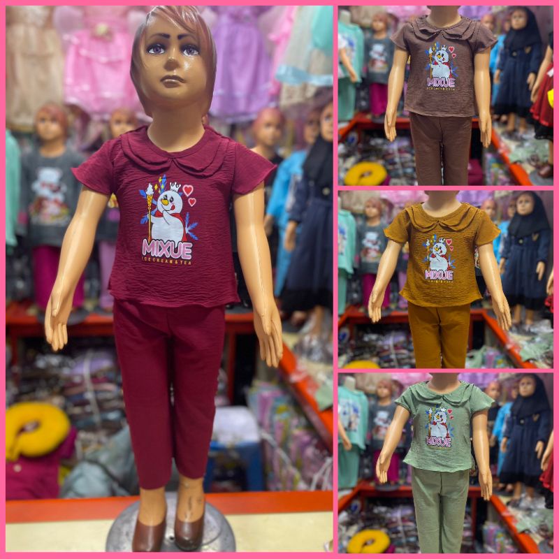 CHILDRENS MIXUE SET/GIRLS MIXUE CRINKLE SET AGED 1-2 ปี/GIRLS MIXUE CRINKLE CLOTHES