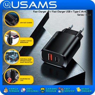 Usams อุปกรณ์ชาร์จเร็ว 20W USB Type-C 1A+1C T35 สีดํา