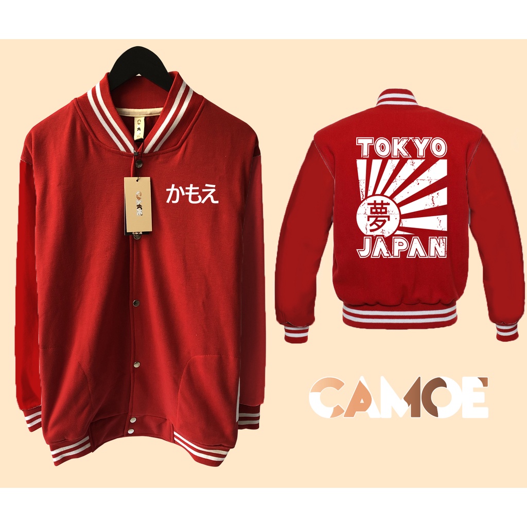 Premium Varsity Jacket CAMOE Tokyo Japan Rising Sun Flag