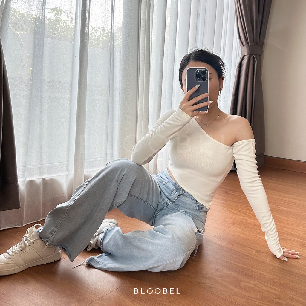 Bloobel - เสื ้ อถัก Della (Bpj025🌹 Korean Knit Long Sleeve Crop Top Long Sleeve Knit/Top