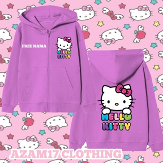 เสื้อแจ็กเก็ตกันหนาว มีฮู้ด แต่งซิป ลายการ์ตูน Hello Kitty สําหรับเด็กผู้ชาย และเด็กผู้หญิง