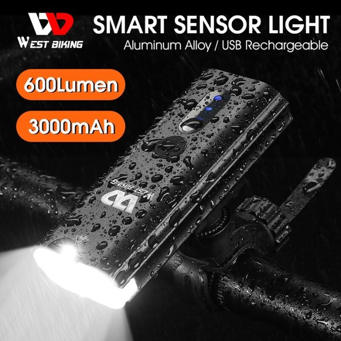 West Biking Smart 600 Lumen Usb 3000Mah Yp ไฟหน้าจักรยาน0701309
