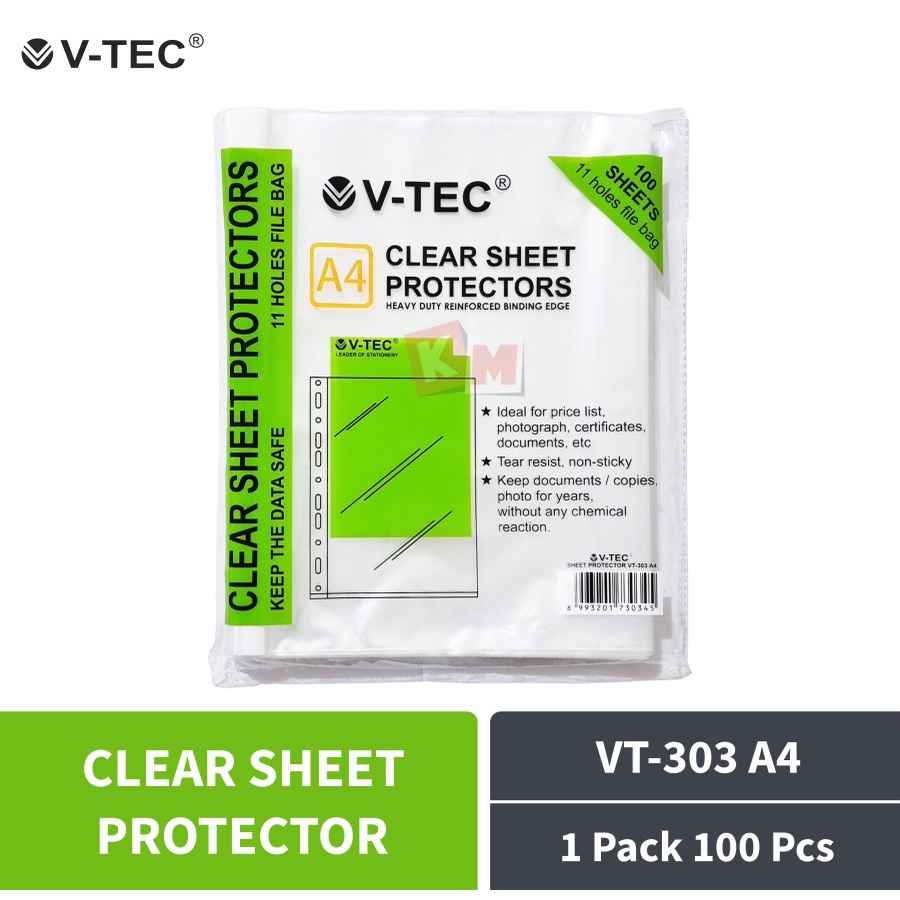 แผ่นใสป้องกัน PP Pocket V-TEC VT-303 A4 1 แพ็ค 100 ชิ้น