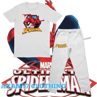 ชุดเสื้อยืด กางเกงจ็อกเกอร์ พิมพ์ลาย Spiderman Superhero Marvel Spiderman สําหรับเด็กผู้ชาย และเด็กผู้หญิง