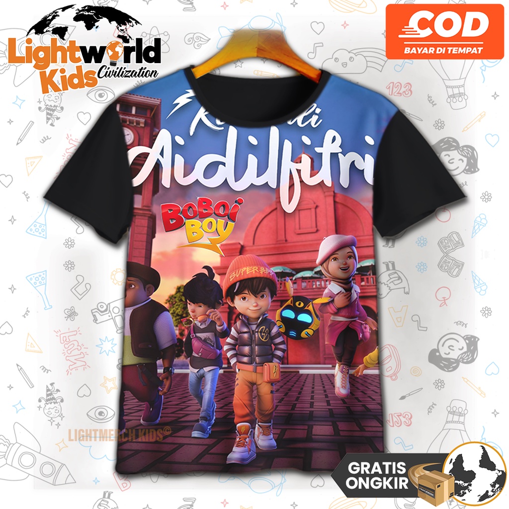 Anime Kids T-Shirt - เสื้อยืดเกม 3D น่ารัก - เสื้อยืดพิมพ์ลาย Yaya Boboiboy Back Aidilfitri v2 สําหร