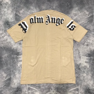 เสื้อยืด พิมพ์ลาย Palm Angels Font Cream สําหรับผู้ชาย