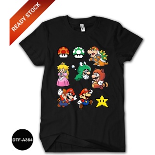 เสื้อยืด ผ้าฝ้าย พิมพ์ลาย Mario Bros 24s DTF-A364 สําหรับเด็ก