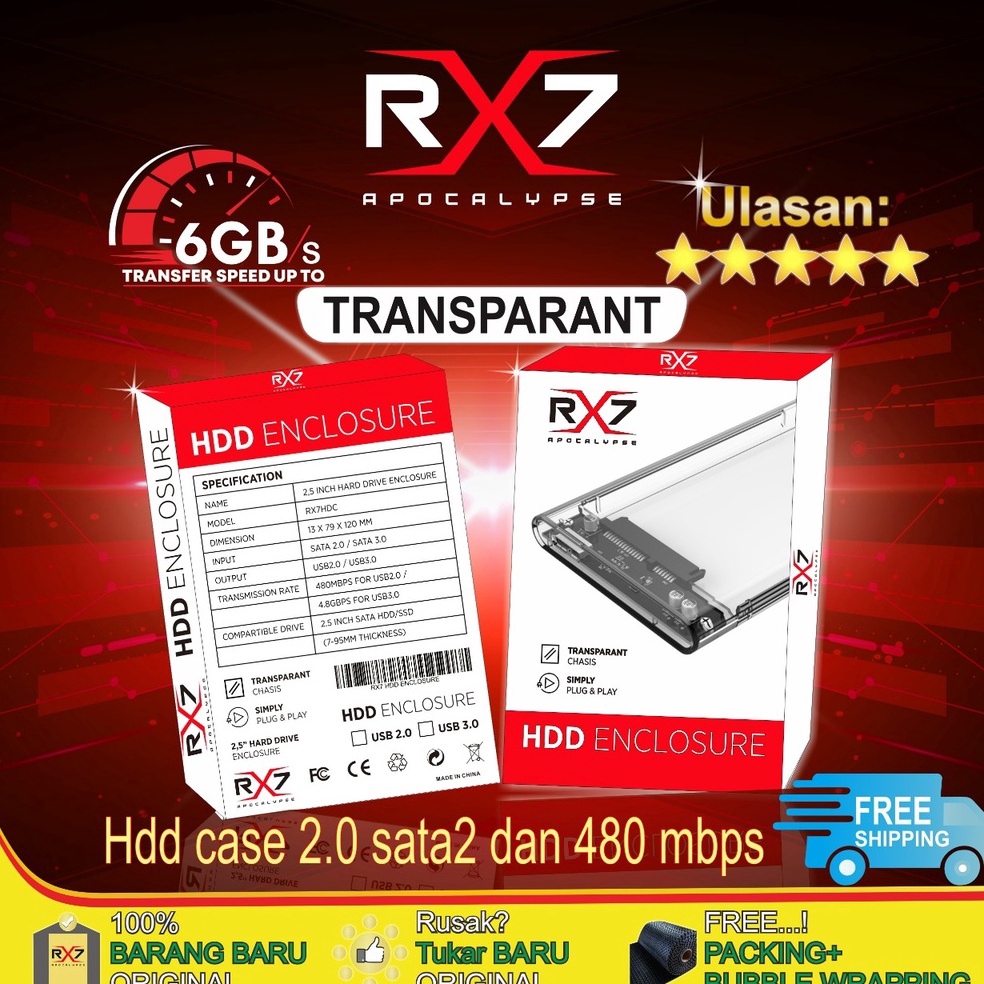 บูม!. EXTERNAL HARD DISK CASING HDD EXTERNAL CASE 2.5" USB 2.0 HDD เอกสาร RX7