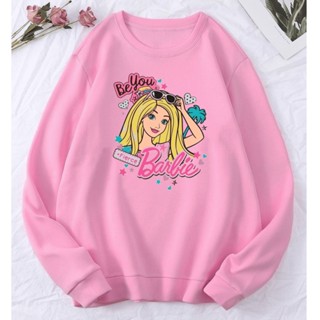 เสื้อกันหนาว คอกลม ลาย Barbie Be You น่ารัก สําหรับเด็กผู้หญิง อายุ 6 ถึง 15 ปี