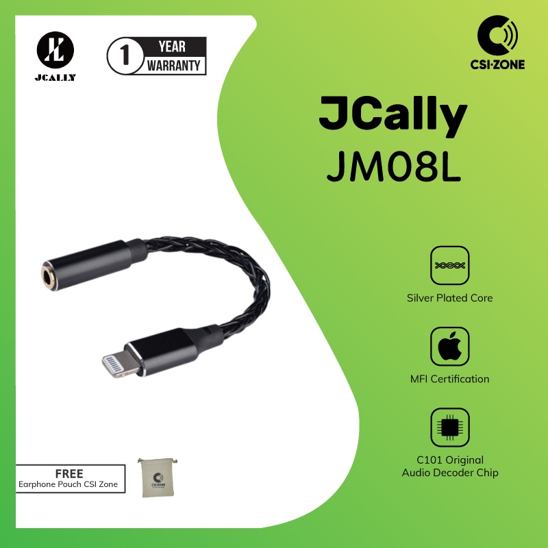JCALLY JM08L อะแดปเตอร์ Hi-Fi USB DAC Lightning ถึง 3.5 มม.