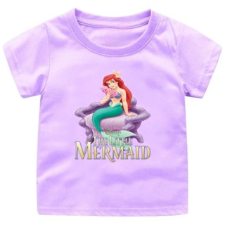 เสื้อยืด พิมพ์ลาย THE LITLE MERMAID สําหรับเด็กผู้หญิง อายุ 1-12 ปี