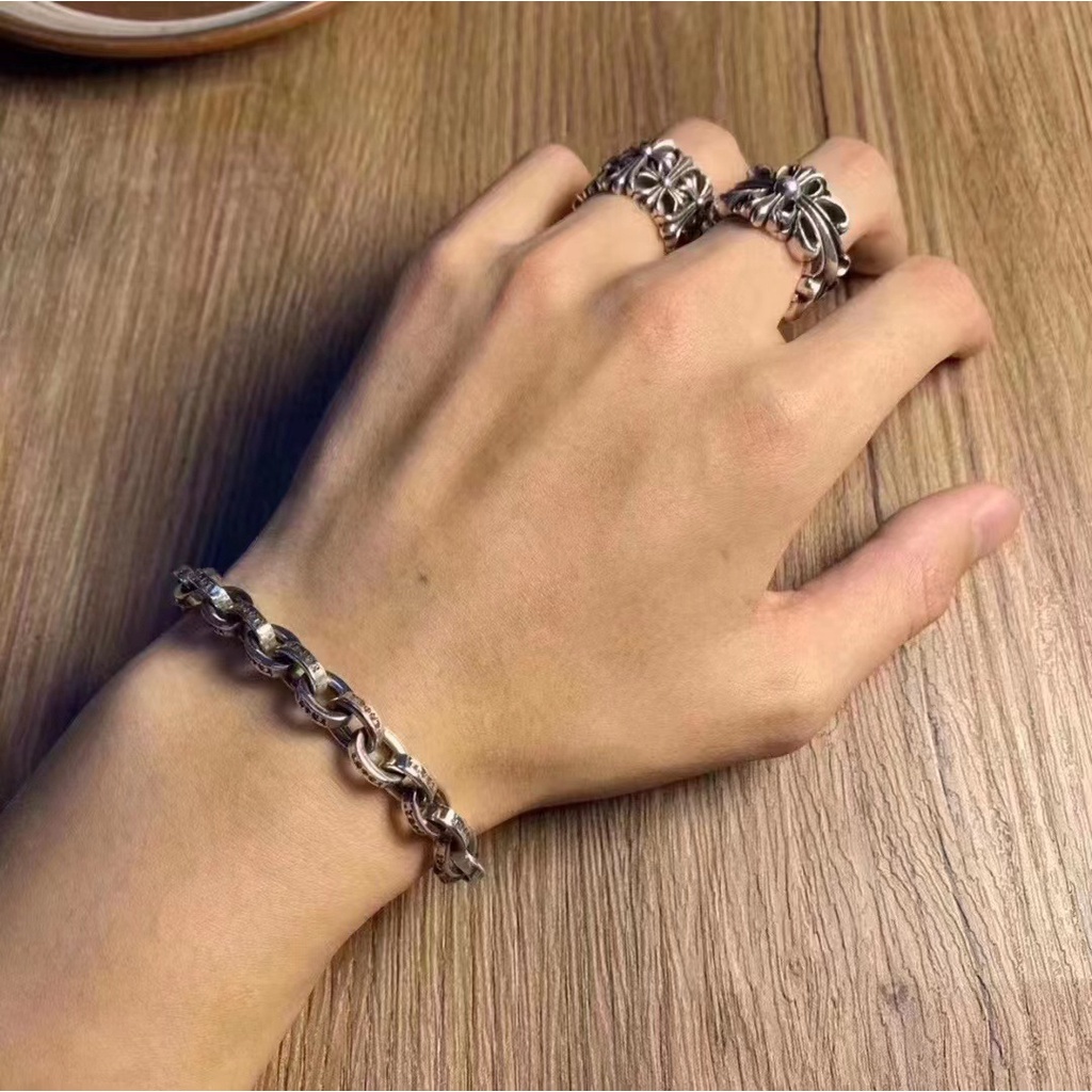 Chrome HEARTS สร้อยข้อมือเงินสเตอร์ลิง 925 ลายตัวอักษร สไตล์พังก์ร็อค วินเทจ เครื่องประดับ สําหรับงานปาร์ตี้