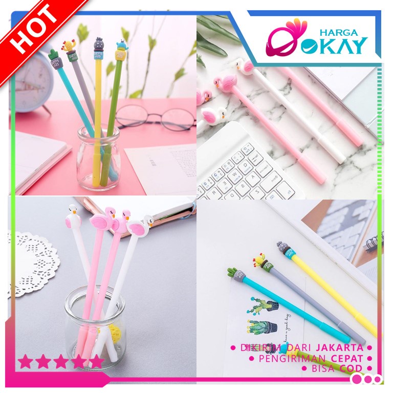 HO น่ารัก Flamingo Character Pen ปากกาเครื่องเขียน ปากกาเจลน่ารัก