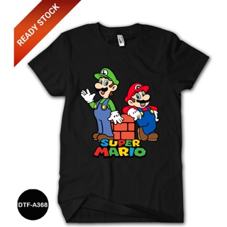 เสื้อยืด ผ้าฝ้าย พิมพ์ลาย Mario Bros 24s DTF-A368 สําหรับเด็ก