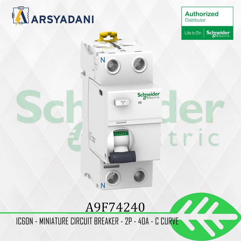 A9F74240 - Schneider iC60N เซอร์กิตเบรกเกอร์ขนาดเล็ก 2P 40A C โค้ง