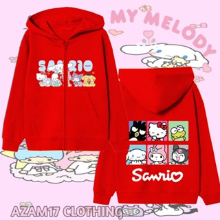 Sanrio เสื้อแจ็กเก็ต มีฮู้ด มีซิป ลาย Free Your Name San Rio Kuromi Hello Kitty Cinamoroll สําหรับเด็กผู้ชาย ผู้หญิง