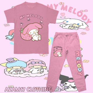 ชุดเสื้อยืด กางเกงจ็อกเกอร์ พิมพ์ลาย My Melody Sanrio สําหรับเด็กผู้ชาย และเด็กผู้หญิง