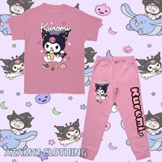 ชุดเสื้อยืด กางเกงจ็อกกิ้ง พิมพ์ลายตัวอักษร My Kuromi Sanrio สําหรับเด็กผู้ชาย และเด็กผู้หญิง