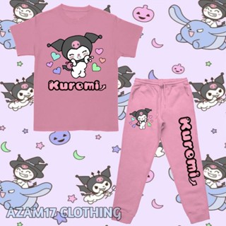 ชุดเสื้อยืด กางเกงจ็อกกิ้ง พิมพ์ลายตัวอักษร My Kuromi Sanrio สําหรับเด็กผู้ชาย และเด็กผู้หญิง