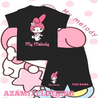 ชุดเสื้อยืด กางเกงขาสั้น พิมพ์ลาย My Melody Kuromi Sanrio สําหรับเด็กผู้ชาย และเด็กผู้หญิง